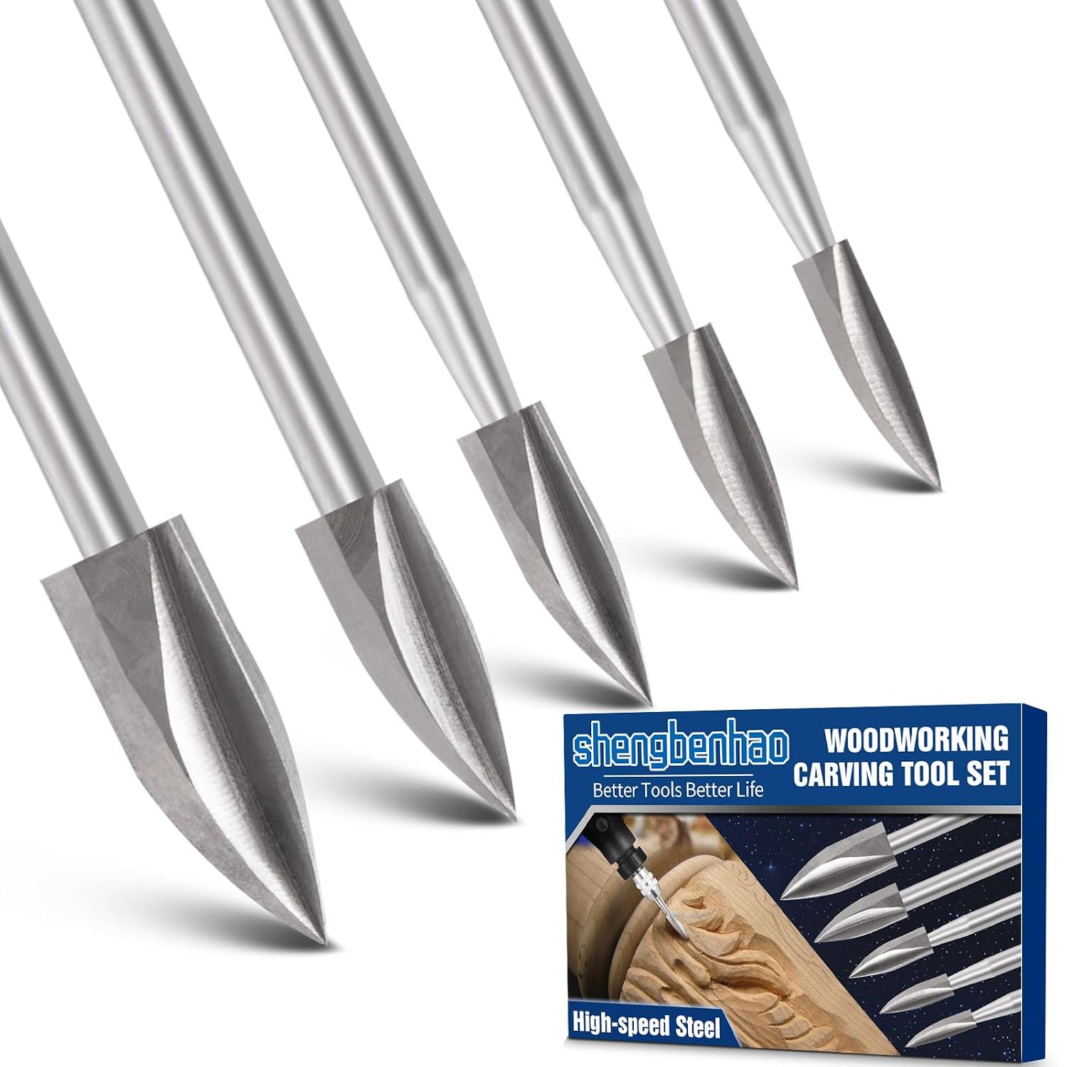 Wood Carving Drill Bits Set for Dremel Rotary Tool, Engraving Drill Bits Wood Carving Tools with 1/8” Shank for DIY Woodworking Carving Grinding Engraving Drilling Micro Sculpture