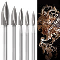 Wood Carving Tools for Dremel Rotary Tool, 5 PCS HSS Woodworking Tools Engraving Drill Bit Set Wood Crafts Grinding Tool Universal 1/8” Shank for DIY Carving Drilling Micro Sculpture