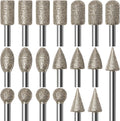 20Pcs 120 Grit Diamond Grinding Bits Compatible with Dremel Rotary Tool with 1/8" Shank Diamond Drill Bits for Stone Glass Carving Engraving DIY Grinding Polishing