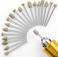 Diamond Grinding Burr Bit Set Compatible with Dremel Rotary Tool, 20Pcs 60 Grit Stone Carving Diamond Drill Bits with 1/8 inch Shank for Stone Glass Carving, Grinding, Polishing, Engraving, Sanding