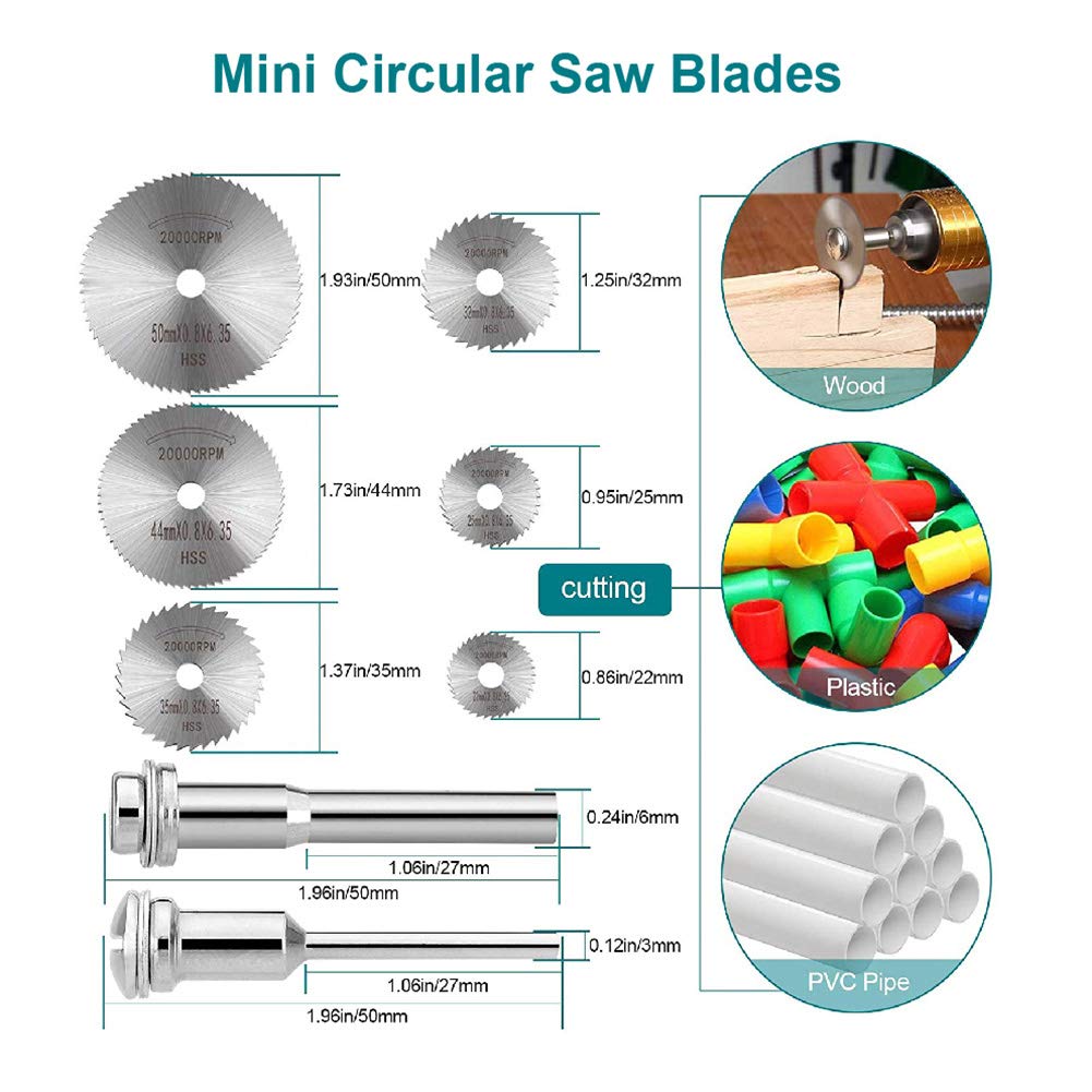 8Pcs Rotary Drill Saw Blades, Steel Saw Disc Wheel Cutting Blades with 1/8" Straight Shank Mandrel for Dremel Fordom Drills Rotary Tools (Power Tools are not Included)