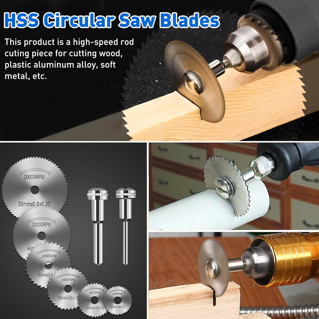 Cutting Discs for Dremel Rotary Tool, HSS Circular Saw Blades, 545 Diamond Cutting Wheel, Resin Cutting Discs, Cutting Wheel Set for Cutting Wood Metal Plastic Stone Glass Aluminium and Make DIY Craft
