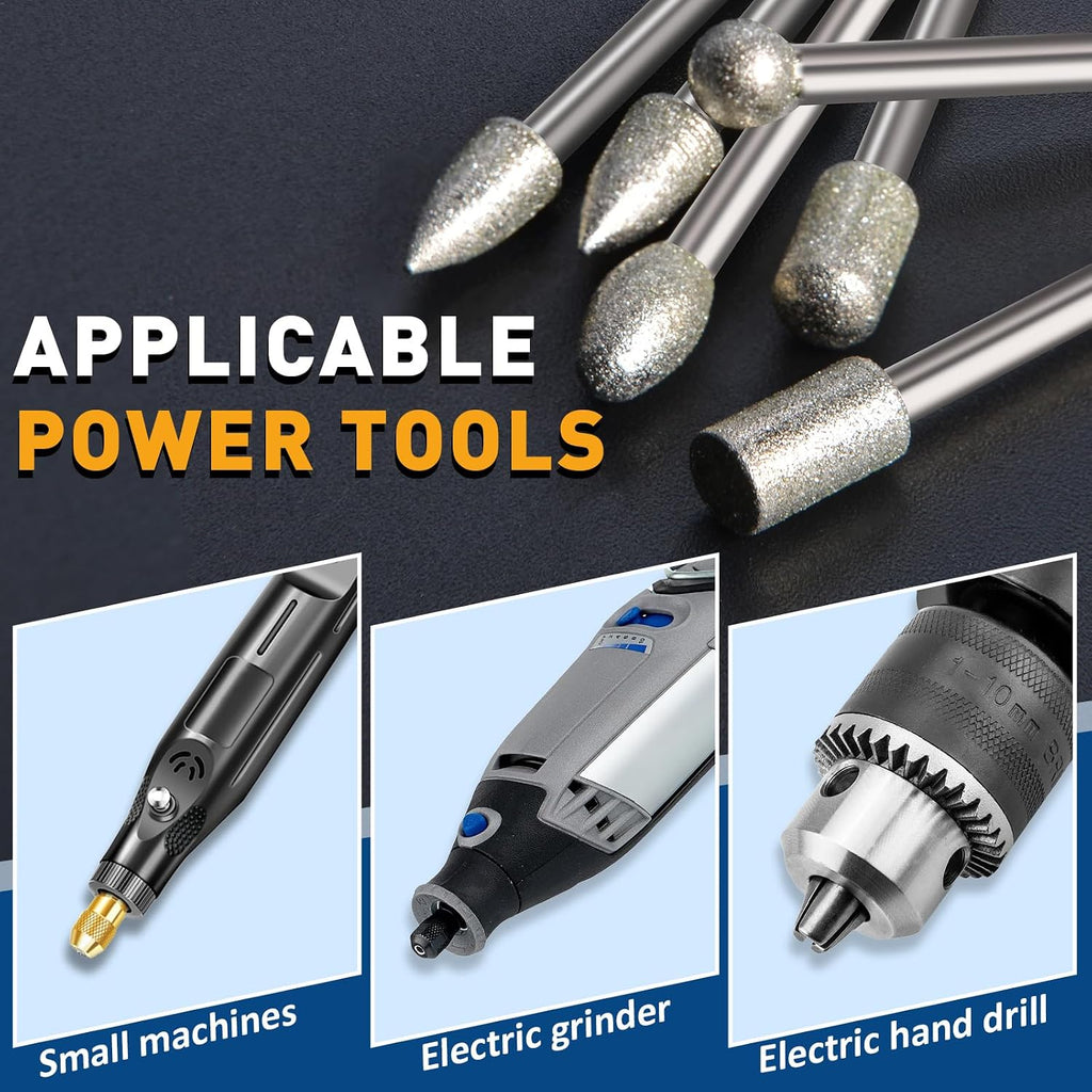 20Pcs 120 Grit Diamond Grinding Bits Compatible with Dremel Rotary Tool with 1/8" Shank Diamond Drill Bits for Stone Glass Carving Engraving DIY Grinding Polishing