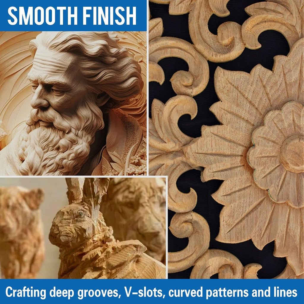 Wood Carving Bits for Dremel Rotary Tools, 6 Pcs Wood Carving Drill Bits Set, 1/8” Shank Rotary Tool Bits for DIY Woodworking Carving Engraving Grinding Drilling Micro Sculpture