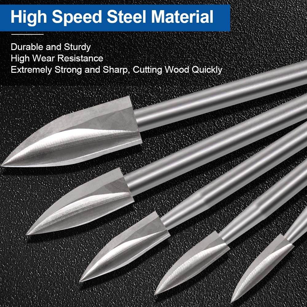 Wood Carving Drill Bits Set for Dremel Rotary Tool, Engraving Drill Bits Wood Carving Tools with 1/8” Shank for DIY Woodworking Carving Grinding Engraving Drilling Micro Sculpture