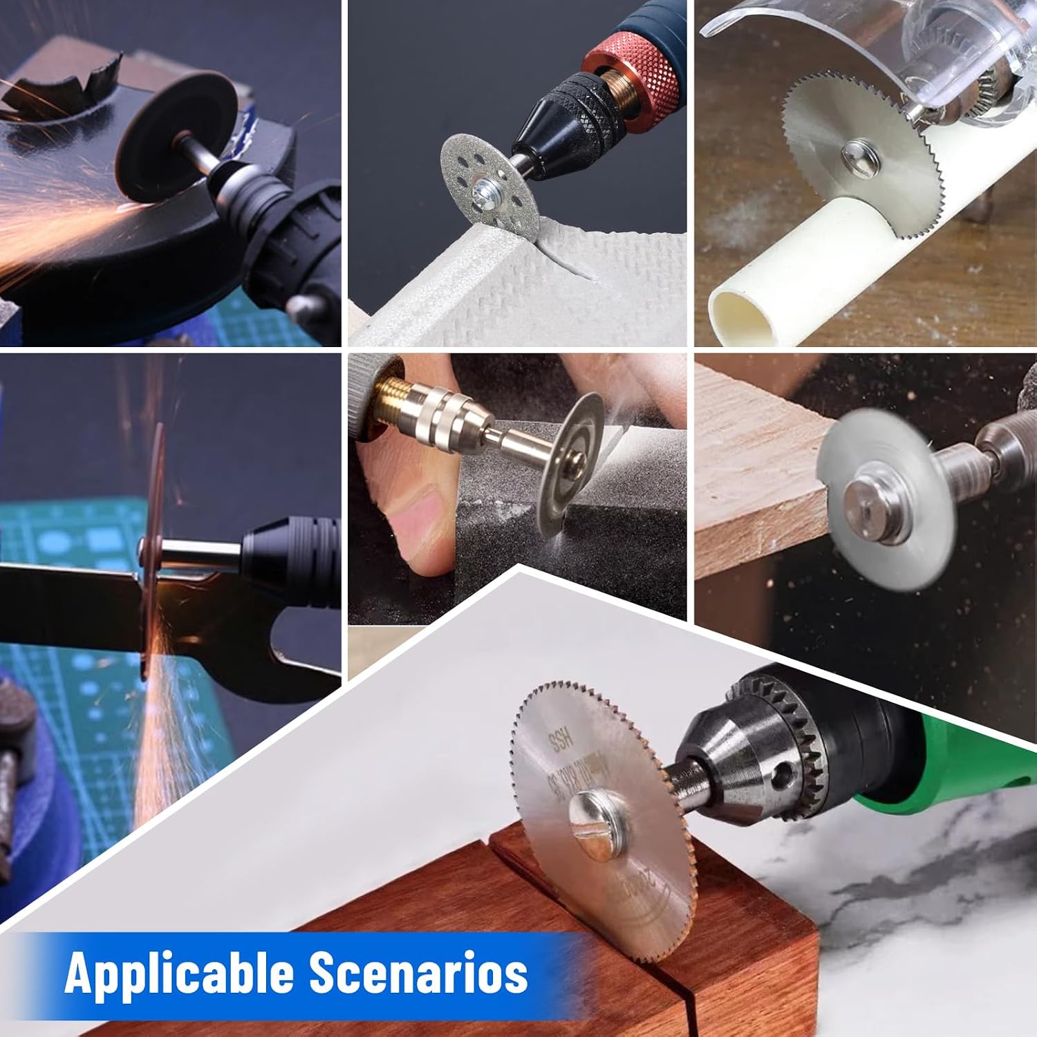 Cutting Discs for Dremel Rotary Tool, HSS Circular Saw Blades, 545 Diamond Cutting Wheel, Resin Cutting Discs, Cutting Wheel Set for Cutting Wood Metal Plastic Stone Glass Aluminium and Make DIY Craft