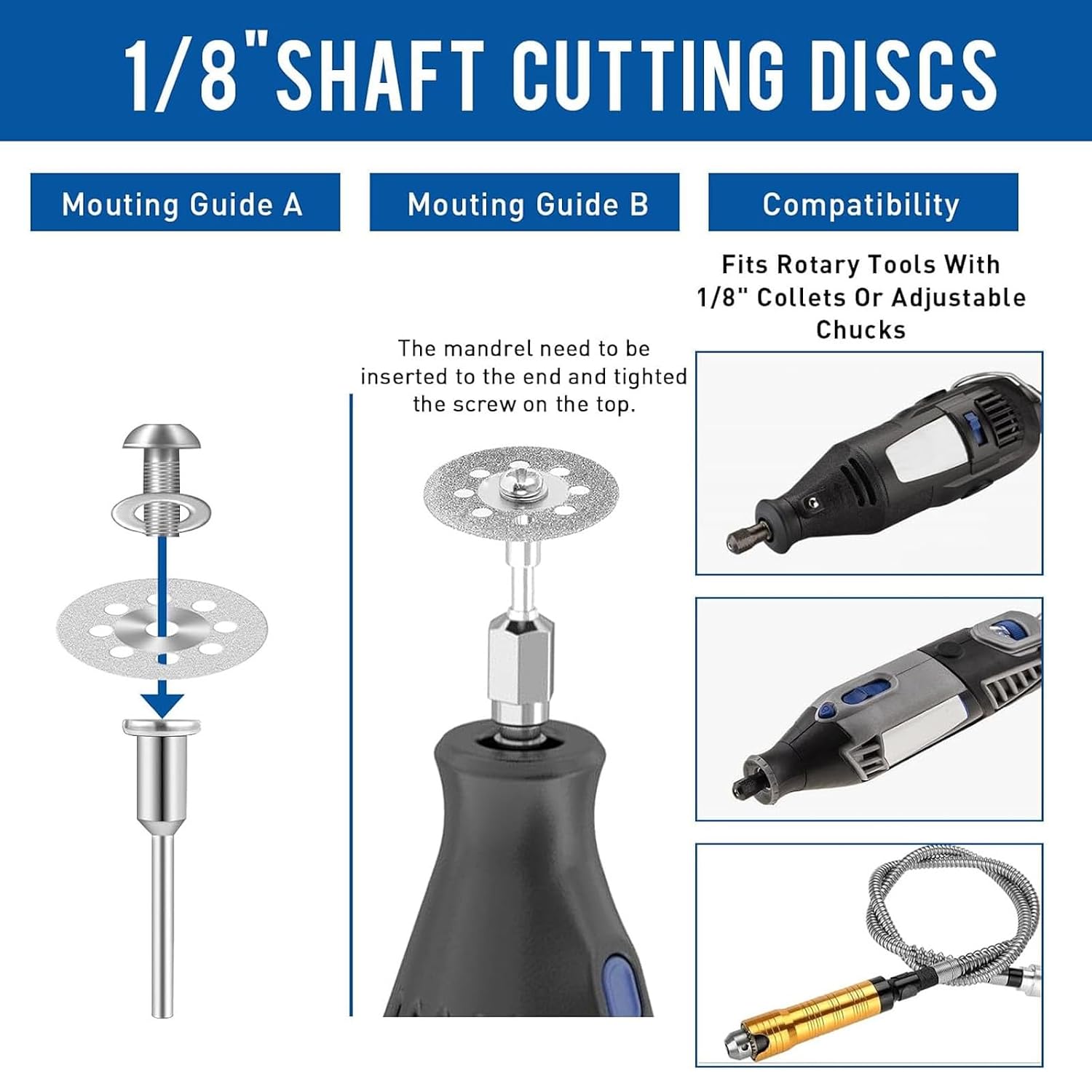 20Pcs Diamond Cutting Wheel 545 Cut Off Discs Coated for Dremel Rotary Tool with 402 Mandrel (3mm) 4pcs and Screwdriver for Stone Glass Tile Marble Cutting